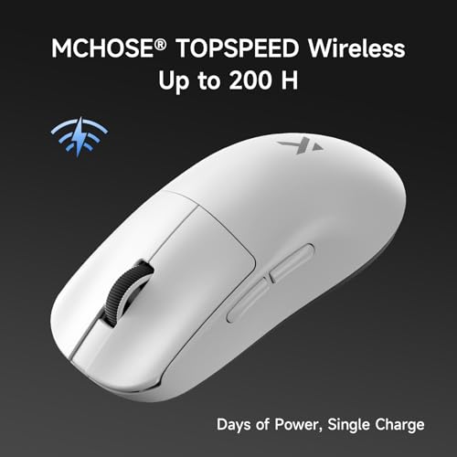 MCHOSE L7 Ultra+ Wireless Gaming Mouse, Lightweight 48g, Ergonomic Mouse with 42K DPI, PAW3950, Optical Switch, 20000 FPS, Dual 8K Polling, 7 Programmable Buttons, 3-Mode Connect, PC/Mac - White - color: White