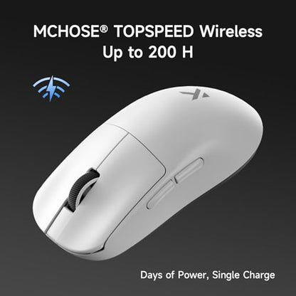 MCHOSE L7 Ultra+ Wireless Gaming Mouse, Lightweight 48g, Ergonomic Mouse with 42K DPI, PAW3950, Optical Switch, 20000 FPS, Dual 8K Polling, 7 Programmable Buttons, 3-Mode Connect, PC/Mac - White - color: White