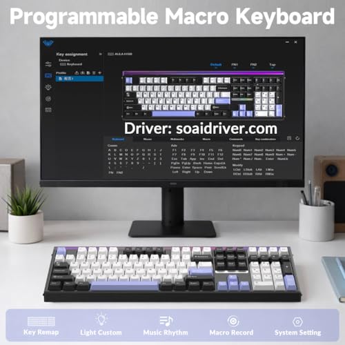 Aula H108 Wireless Mechanical Keyboard, Hot Swappable Silent Keyboard, Full Size Keyboard with Number Pad, Gasket Structure, RGB Backlit Computer Gaming Keyboard with PBT Keycaps for PC/Office - color: White Black Purple