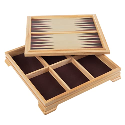 Board Game Set - Deluxe 7-in-1 Classic Board Games - Wood Gaming Center with Storage - Chess, Backgammon, Dominos, Checkers, Dice Set, Cribbage Board, and Playing Cards by Trademark Games - style: 7-in-1 Deluxe