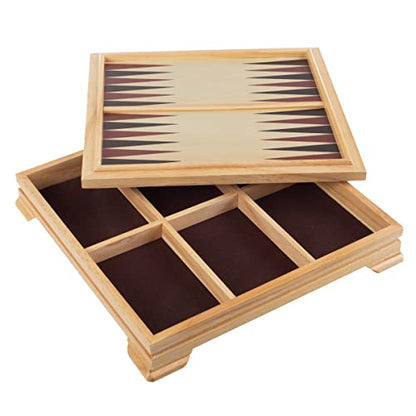Board Game Set - Deluxe 7-in-1 Classic Board Games - Wood Gaming Center with Storage - Chess, Backgammon, Dominos, Checkers, Dice Set, Cribbage Board, and Playing Cards by Trademark Games - style: 7-in-1 Deluxe