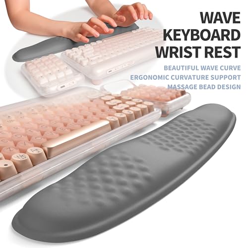 2-in-1 Ergonomic Set, Wave Keyboard Wrist Rest and Massage Slope Mouse Pad Wrist Support, Rebound Memory Foam for Relieve Carpal Tunnel Syndrome and Wrist Pain (Dark Grey) - color: Dark Grey