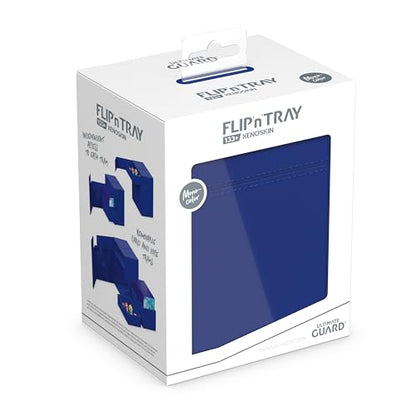 Ultimate Guard Flip'n'Tray 133+, Deck Case for 133 Double-Sleeved TCG Cards + Dice Tray, Blue, Independent Magnetic Closure & Microfiber Inner Lining - color: Blue, size: 133+