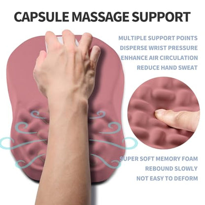 Ergonomic Raised Mouse Pad Wrist Support with Bilateral Slope Memory Foam Mousepad for Wrist Rest and Carpal Tunnel Pain Relief 11.8x7.9〃 Salmon Pink - color: Salmon Pink