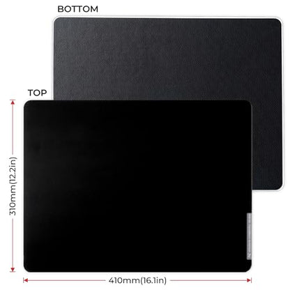 XVX Black Glass Mousepad 4.0, Hard Mouse Pad for Gaming, Ultra-Smooth Micro-Etched Surface Mouse Mat with Non-Slip Rubber Base(410mm*310mm) - color: Black