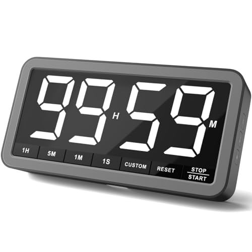 Large 7.8" Digital Timer, Magnetic LED Timer for Kitchen & Classroom | USB-C Rechargeable, Up to 99 Hours Count Up & Countdown Timer with 3 Brightness Levels, 4 Alert Modes and 3 Volume Levels - color: Space Grey