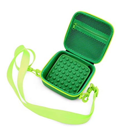 CASEMATIX Green Travel Case Compatible with Leapfrog Rockit Twist Handheld Game System - Includes Adjustable Shoulder Strap, Accessory Storage and Rubber Keychain - CASE ONLY