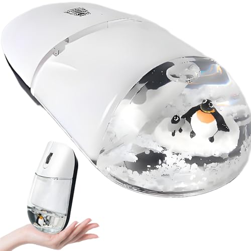 Wireless Mouse -Cute Clear Aqua Design, Water Mouse with Optical Precision, Silent Clicks, Lightweight & Floating Animal Transparent Retro Style for Home Office, Great for Kids & Adult(Penguin-White) - color: Penguin-White
