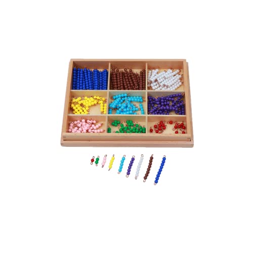 Adena Montessori Counting Beads Checker Board Beads Math Games & Teaching Numbers Counting Toys | Safe acrylic + beechwood box. 180 color-coded beads bars 1-9. Hands-on addition, subtraction & multiplication. Classroom