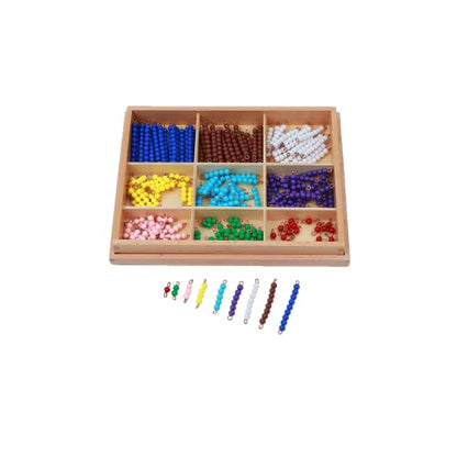 Adena Montessori Counting Beads Checker Board Beads Math Games & Teaching Numbers Counting Toys | Safe acrylic + beechwood box. 180 color-coded beads bars 1-9. Hands-on addition, subtraction & multiplication. Classroom