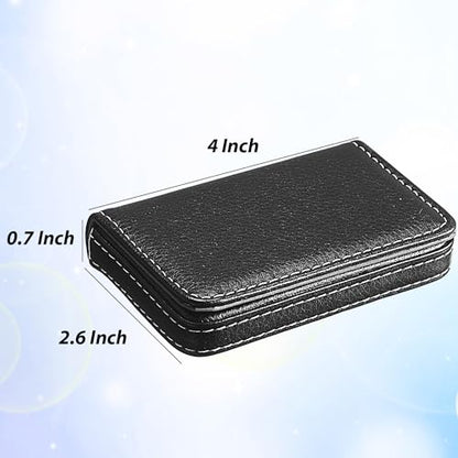Outus 2 Pcs Business Card Holder, PU Leather Business Card Case Pocket Wallet with Magnetic Shut for Valentines Gift Adult(Black, Apricot) - color: Black, Apricot