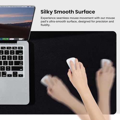 ALOANES Non-Slip Extended Mouse Pad Office&Home Desk Mat Stitched Edge | Black 2PC Large Cloth Fabric Mousepad for Keyboard, Computer Gaming XL 31.4"x11.81"x0.12" - color: Classic Black, size: 31.5" x 11.9"