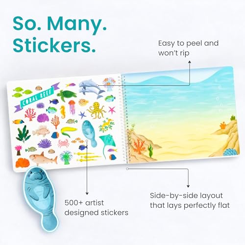 Animals Habitat 500+ Kids Sticker Book by Cupkin Toddler Airplane Travel Activity Coloring and Sticker Book, Road Trip Essentials, 12 Coloring Pages + 12 Scenes for Ages 2–8 Years - color: Animal Habitats