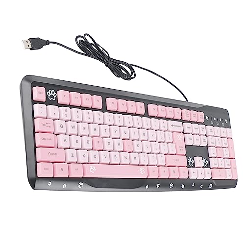 ANGGREK Silent Keyboard Mechanical Keyboard Membrane USB Wired 104 Keys QWERTY with Adjustable Bracket for Laptop Home Office Gaming (Black Pink) - color: Black Pink