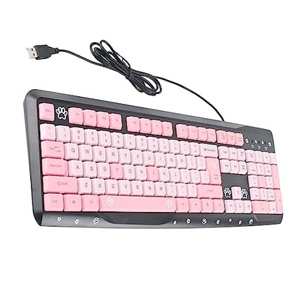 ANGGREK Silent Keyboard Mechanical Keyboard Membrane USB Wired 104 Keys QWERTY with Adjustable Bracket for Laptop Home Office Gaming (Black Pink) - color: Black Pink