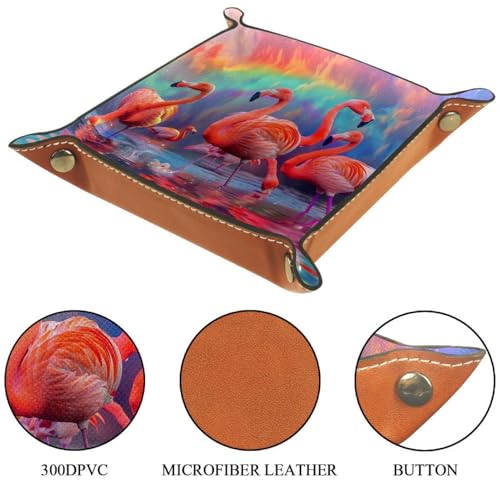 Flamingos Rainbow Dice Tray Dice Rolling Tray Folding Dice Holder for Dice Games, Like RPG, DND and Other Table Games - color: Multi 18
