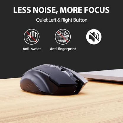 INPHIC Bluetooth Mouse, Upgraded Visible Battery, Rechargeable Bluetooth Wireless Mouse (Dual Mode: BT 5.0+ USB 2.4G), 2400DPI Portable Silent Click Mouse for Laptop PC Computer Mac, Black - color: Black