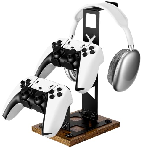 Gaming Headset Stand Game Headphone Organizer Controller Holder for Gamepad | Gaming Headphones Stand Gamepad Organizer Game Earphone Hanger Controller Hook for Desktop,Gaming Desk Accessories Black