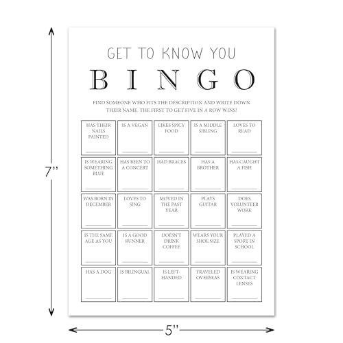 InvitationHouse Get to Know You Bingo Cards, Find Someone Icebreaker Game - Set of 30