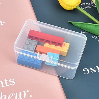 20 Pack Rectangular Mini Clear Plastic Storage Containers | Hinged Lid, For Beads and Small Craft Items, 3.35 x 2.17 x 1.38 inch - size: 3.35 x 2.17 x 1.38 inch