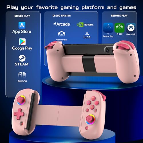 Joso Mobile Gaming Controller for iPhone/iPad/Tablet, Android Wireless Controller with Hall Effects Joysticks, Support PC/Switch, Play Cloud Games/Remote Play/COD/Genshin Impact & More - Pink - color: Pink