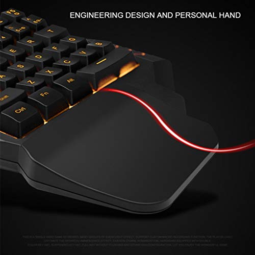 One-Handed Keyboard Single Handed Gaming Keypad with Ergonomic Wrist Rest Support RGB LED Backlit USB Wired Mechanical Feeling Mini Keypad for Game