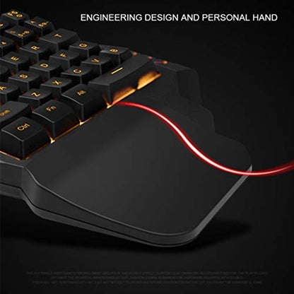 One-Handed Keyboard Single Handed Gaming Keypad with Ergonomic Wrist Rest Support RGB LED Backlit USB Wired Mechanical Feeling Mini Keypad for Game