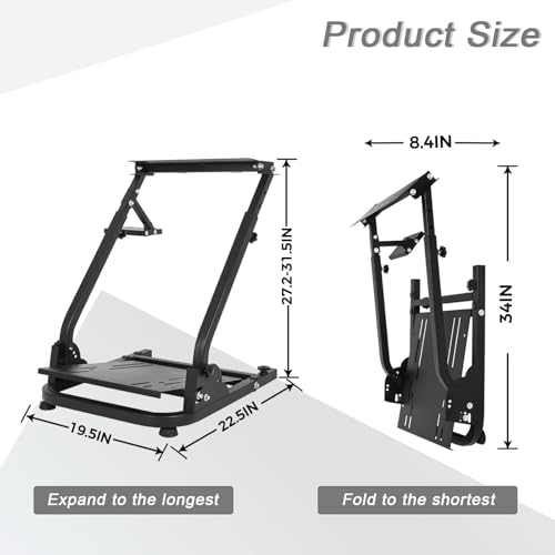 Hottoby Racing simulator cockpit Steering Wheel Stand Foldable&Multi-level Adjustable Fit for Logitech G25 G27 G29 G920 G923, for Thrustmaster T150 T248 T300 Gaming Simulator Cockpit,No Wheel Pedals