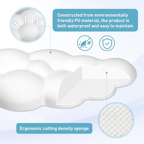 Cloud Wrist Rest Keyboard | Memory Foam, PU Leather, Ergonomically Designed, Typing Comfort and Pain Relief