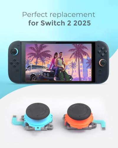 Semaiki for Nintendo Switch 2 Joy-con Joysticks Replacment, 3D Analog Joystick Thumb Caps with Screwdriver, Pry Tool, Tweezer,Anti-Drift Switch 2 Joysticks Parts and Repair Tool Kits