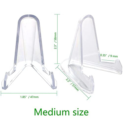 LRANFOW Thickened Version 24 Packs Card Stands Sports Card Holder, Card Display Stand for Display Graded Card Challenge Medals Casino Chips, 2.3 Inch Tall, Clear - size: 24 PCS / 2.3"