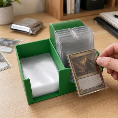 Card Care Lite - Toploader Dispenser Stackable Card Storage Box - Penny Sleeve Holder (Green) - 6.5 x 4.5 x 4 Inches - color: Green