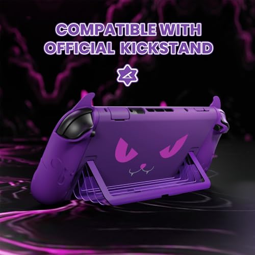 PlayVital Cute Demon Protective Shell for Nintendo Switch 2, Kawaii Anti-Slip Silicone Grip Cover + Dockable Hard Case for Nintendo Switch 2 with Thumb Grips & Sticker, Shockproof - Purple - color: Purple