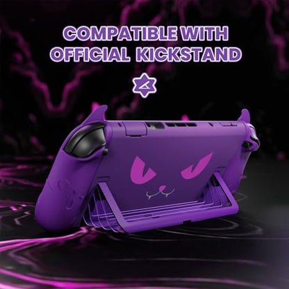 PlayVital Cute Demon Protective Shell for Nintendo Switch 2, Kawaii Anti-Slip Silicone Grip Cover + Dockable Hard Case for Nintendo Switch 2 with Thumb Grips & Sticker, Shockproof - Purple - color: Purple