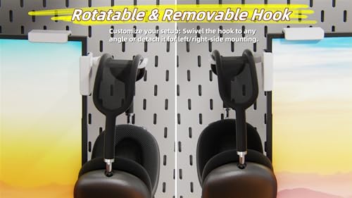 【1PACK Clamp-On Monitor Headphone Stand – Adjustable Headset Holder with 360° Rotating Hook, Silicone Protection, Space-Saving Desk Organizer for Office, Gaming & Study YA-C (Black)