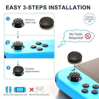 Ferkurn NS Joystick Controller Replacement Thumb Grip Cap Compatible with N-Switch OLED& NS Lite, JC Joystick Grip Button Stick Cover Controller 3D Skin Replacement Part Repair Kit Accessories - color: Pink