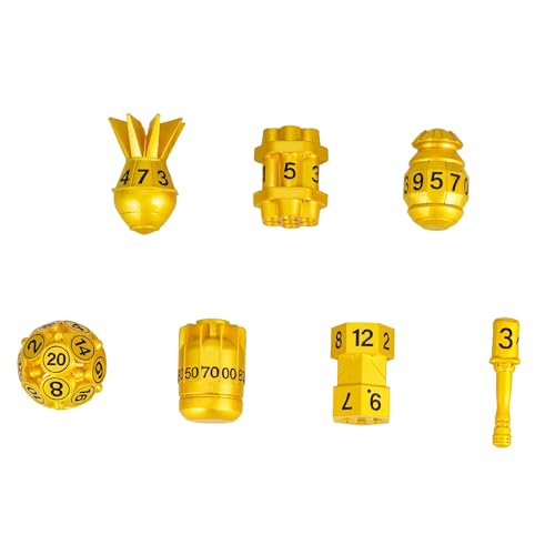 UDIXI Metal Dice Set D&D 7PCS RPG Polyhedral Metal DND Dice Set Gold Finish | Bomb Shape, Solid Metal, Cool Design, Leather Pouch Packaging, for Dungeons and Dragons Role Playing Games Tabletop Game - color: Golden Black