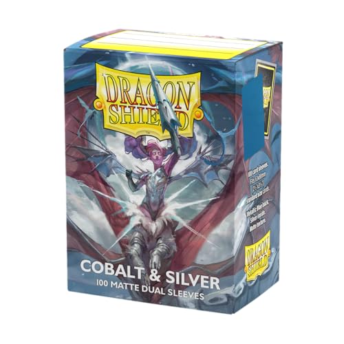 Dragon Shield | Matte Dual Standard Size Card Sleeves | 100 - Smooth & Tough Premium TCG Sleeves - Compatible with Pokemon, One Piece & Magic the Gathering | Cobalt & Silver - color: Cobalt & Silver
