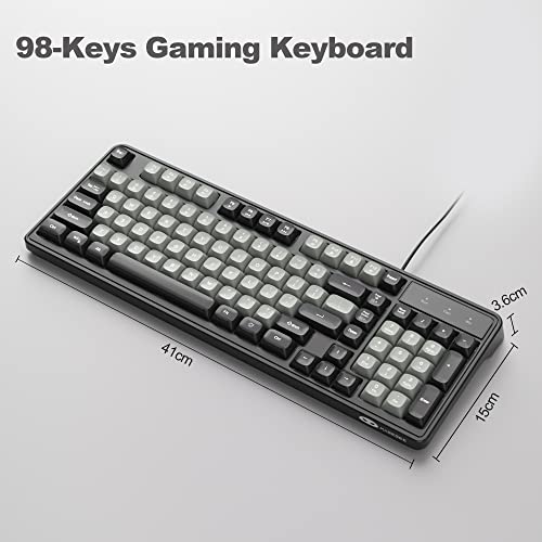 Camiysn Wire Gaming Keyboard, 7 Colorful Rainbow Backlight Classic Gaming Keyboard (Black & Grey) - color: Black & Grey