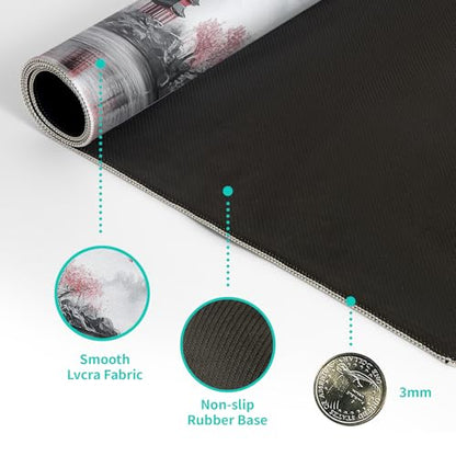 Retro Cherry Blossoms Mouse Pad 31.5x11.8 Inch White Full Desk Japanese Mousepad Extended Large Non-Slip Rubber Base Waterproof Big Keyboard Mat with Stitched Edges for Gaming and Office - color: Retro Cherry Blossoms