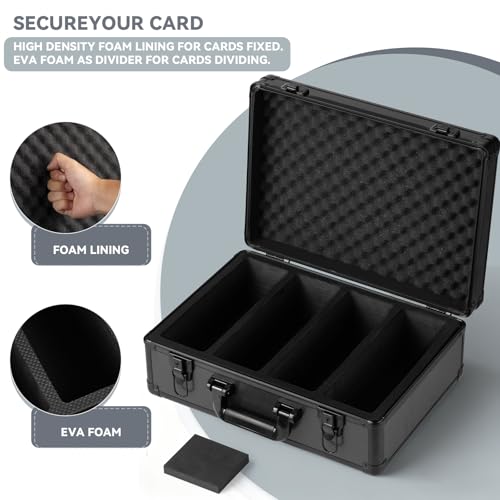 novelinks Trading Card Storage Box for 3" x 4" 35pt Rigid Cards, Toploader Organizer Case, Trading & Sports Cards, Graded & Rating Card Holder Box, with 2 DIY Partitions (4 Card Slots) - size: 4 Card Slots