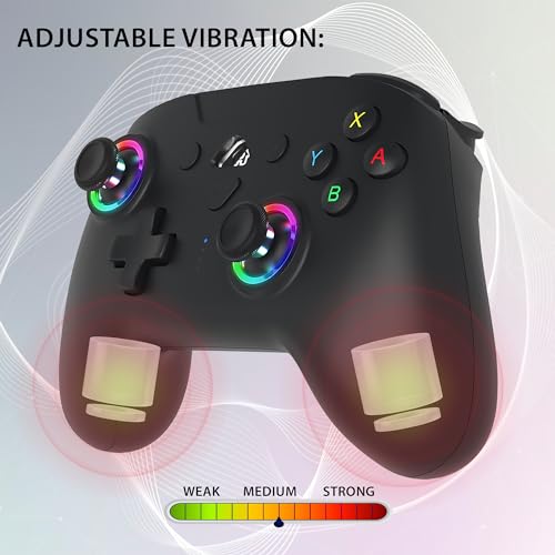 SUBSONIC Switch and Switch 2 Wireless Controller - LED Pro controller Black | Pro Controller Gamepad for Nintendo Switch 2 and Nintendo Switch, Ergonomic, Programmable LED, Vibration Function, Gyroscope - color: Black