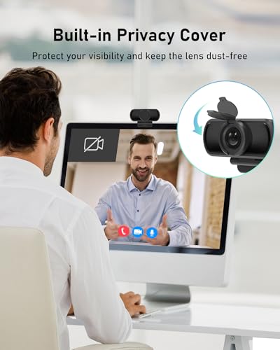 saylas 1080P Webcam for PC with Microphone, 100° FOV, USB Webcam with Privacy Cover and Tripod, Plug&Play Computer Camera for Online Calling, Zoom/Teams/Facetime - color: 1080P/100°FOV