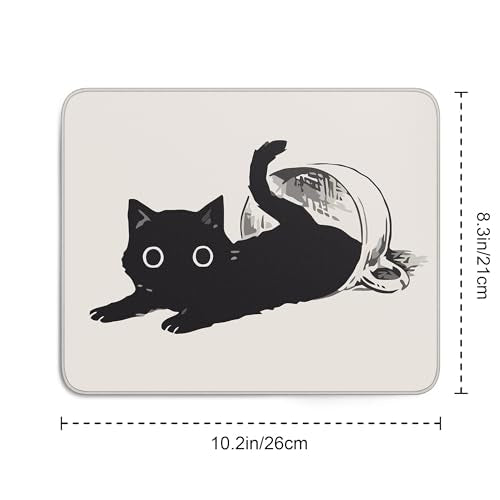 Cute Black Cat Mouse Pad,Kawaii Anime Cat Mouse Pads for Wireless Mouse Desk Accessories,10"X8" Travel Mousepad with Non-Slip Rubber Base, Stitched Edge Mouse Pads for Desk,Computers,Laptop,Office - color: S-9