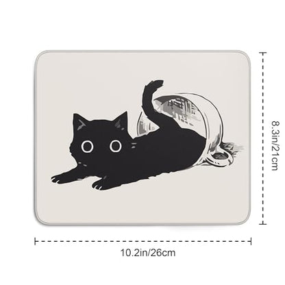 Cute Black Cat Mouse Pad,Kawaii Anime Cat Mouse Pads for Wireless Mouse Desk Accessories,10"X8" Travel Mousepad with Non-Slip Rubber Base, Stitched Edge Mouse Pads for Desk,Computers,Laptop,Office - color: S-9