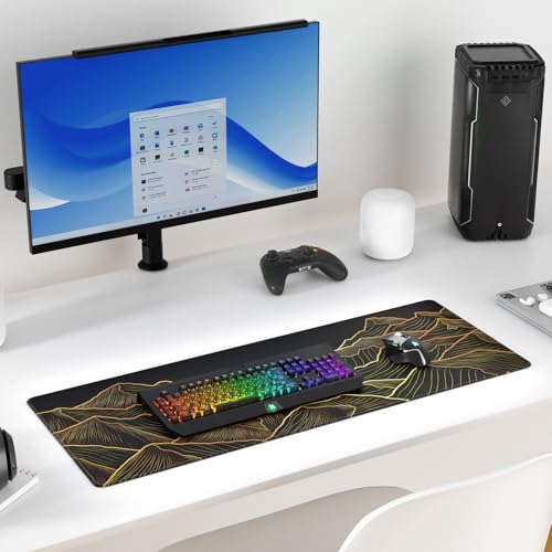 KTRIO Large Gaming Mouse Pad, Desk Mat, 31.5 x 11.8 in, Bright Rise, XL | Smooth Micro-Weave Surface, Artistic Pattern Design, Non-Slip Rubber Base, Durable Stitched Edges, Office & Home Use - color: Bright Rise, size: 31.5l X 11.8w Inches
