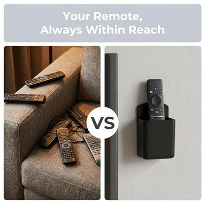 2 PCS Remote Control Holder Wall Mount, TV Air Conditioner Remote Control Holder, Self Adhesive Pen Holder Organizers and Accessories for Home Office School, Black - color: Set of 2-Black