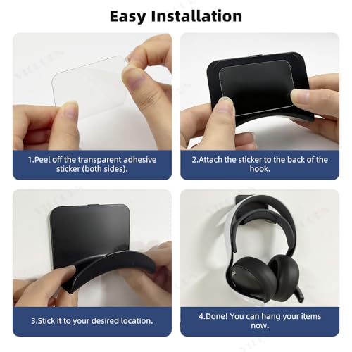 Universal Headphone Hanger Wall Mount & Under Desk Hook – Adhesive Headset Stand for Gaming Headsets & Game Controller Stand