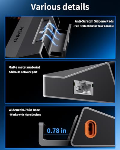 Aluminum Alloy Steam Deck Dock Station for Steam Deck (OLED)/ROG Ally/Legion Go/Switch – Magnetic Foldable Base, 4K@60Hz HDMI 2.0, 100W PD, USB 3.0, (Attached USB4 Extension Cable)
