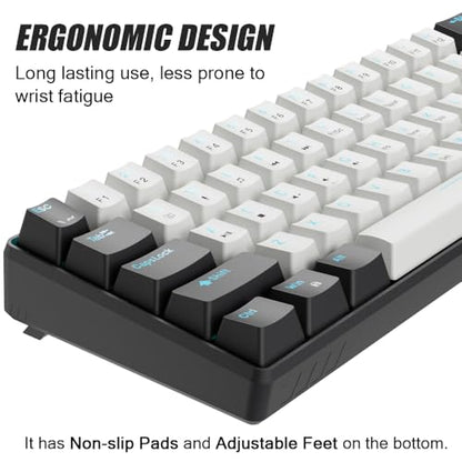 abucow 60% Mechanical Gaming Keyboard Brown Switch Wired Compact Keyboard Anti-Ghosting No-Conflict 61 Swappable keycaps Ergonomic Design for Windows/Mac (Black-White) - color: Black-White